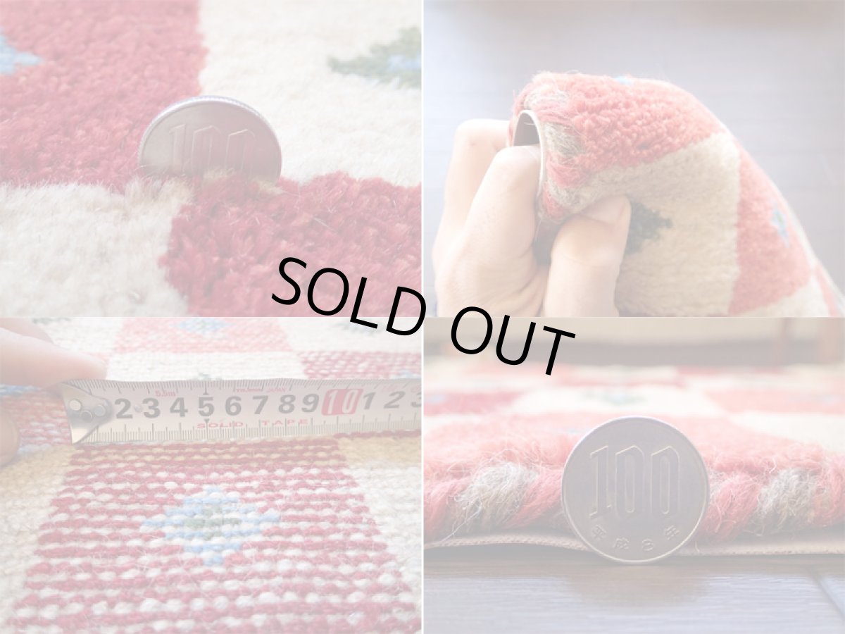 画像5: 手織りペルシャミニギャッベE74座布団サイズ36×37ハンドメイドラグ (5)