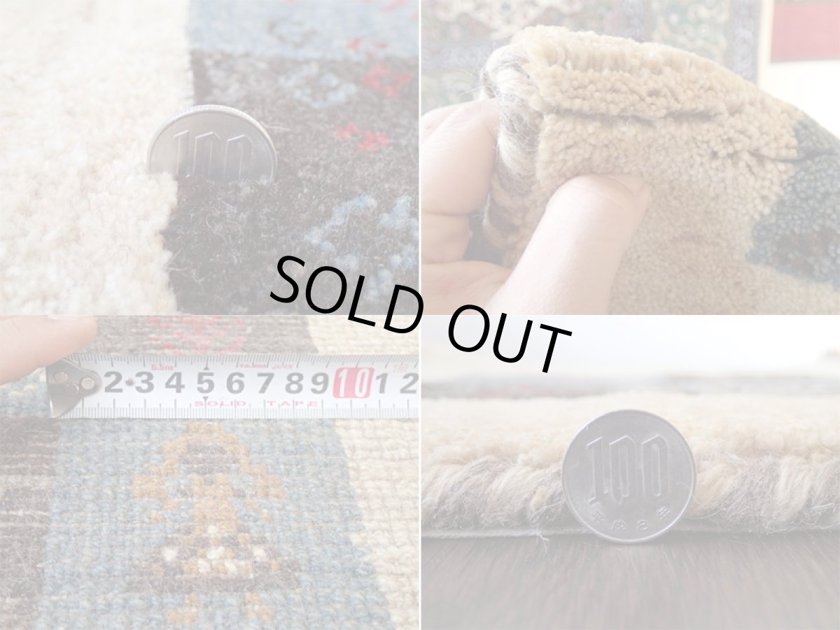 画像5: 手織りペルシャミニギャッベE77座布団サイズ39×38ハンドメイドラグ (5)