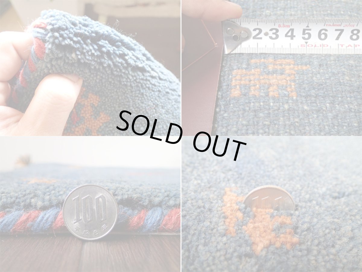 画像5: 手織りペルシャミニギャッベE79座布団サイズ39×38ハンドメイドラグ (5)