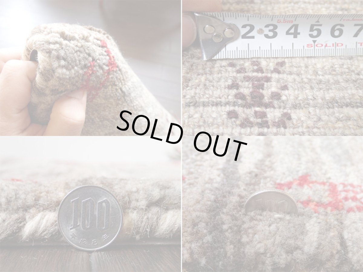 画像5: 手織りペルシャミニギャッベE80座布団サイズ36×40ハンドメイドラグ (5)