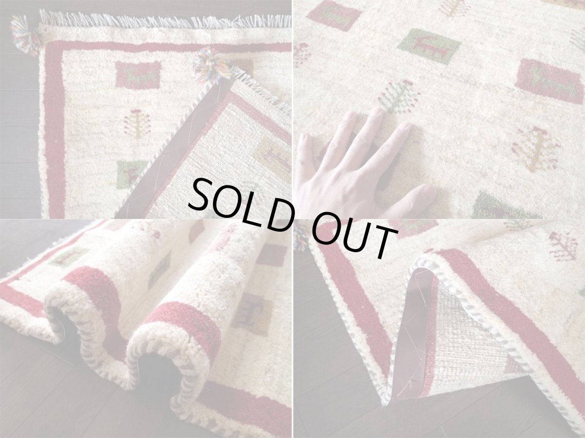 画像4: 手織りペルシャギャッベE87アクセントラグサイズ118×80ハンドメイドラグ (4)