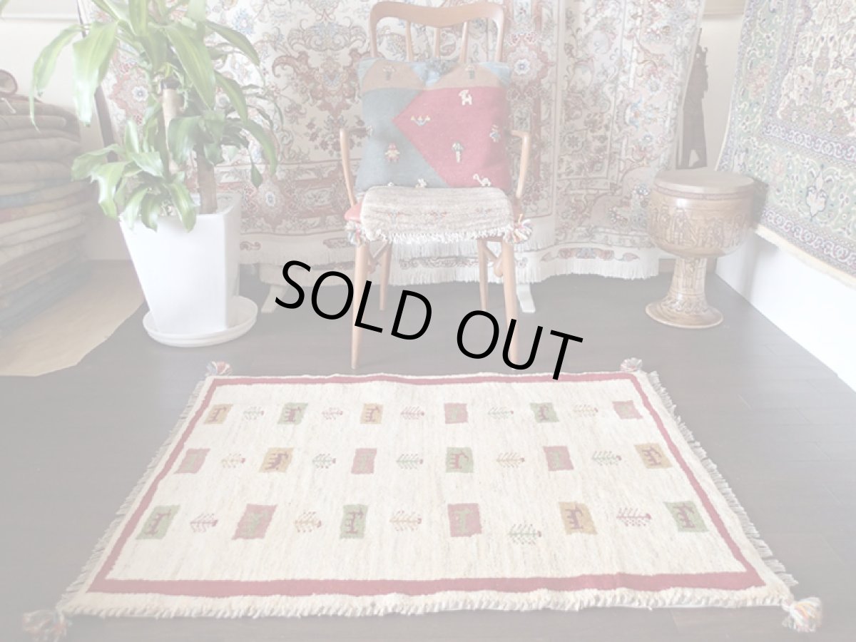 画像3: 手織りペルシャギャッベE87アクセントラグサイズ118×80ハンドメイドラグ (3)