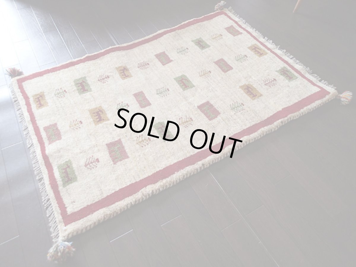 画像2: 手織りペルシャギャッベE87アクセントラグサイズ118×80ハンドメイドラグ (2)