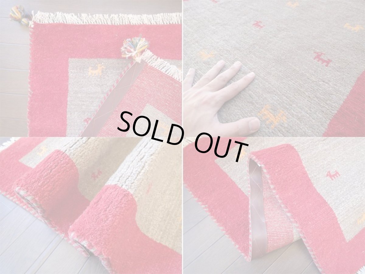 画像4: 手織りペルシャギャッベE90アクセントラグサイズ122×81ハンドメイドラグ (4)