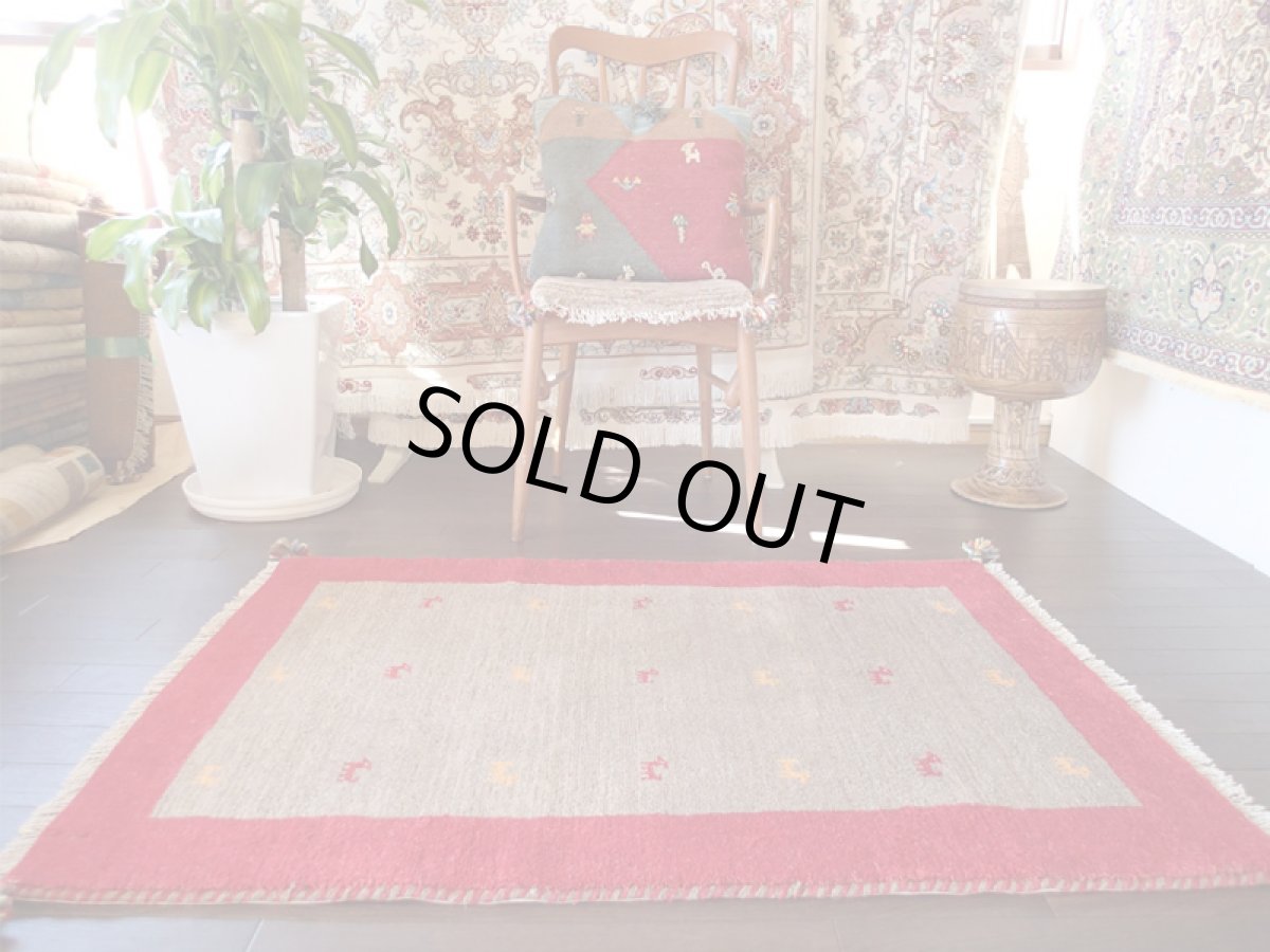 画像3: 手織りペルシャギャッベE90アクセントラグサイズ122×81ハンドメイドラグ (3)