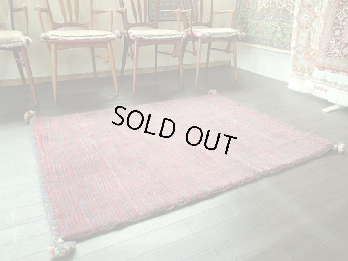 画像3: 手織りペルシャギャッベE91アクセントラグサイズ139×109ハンドメイドラグ (3)