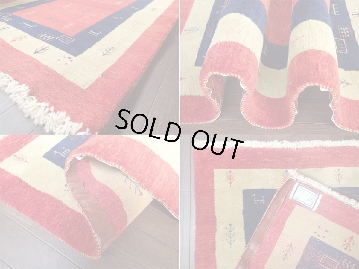 画像4: 新品 手織りペルシャギャッベ_アクセントラグサイズ140×100ハンドメイドラグ (4)