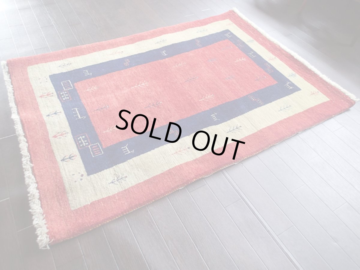 画像2: 新品 手織りペルシャギャッベ_アクセントラグサイズ140×100ハンドメイドラグ (2)