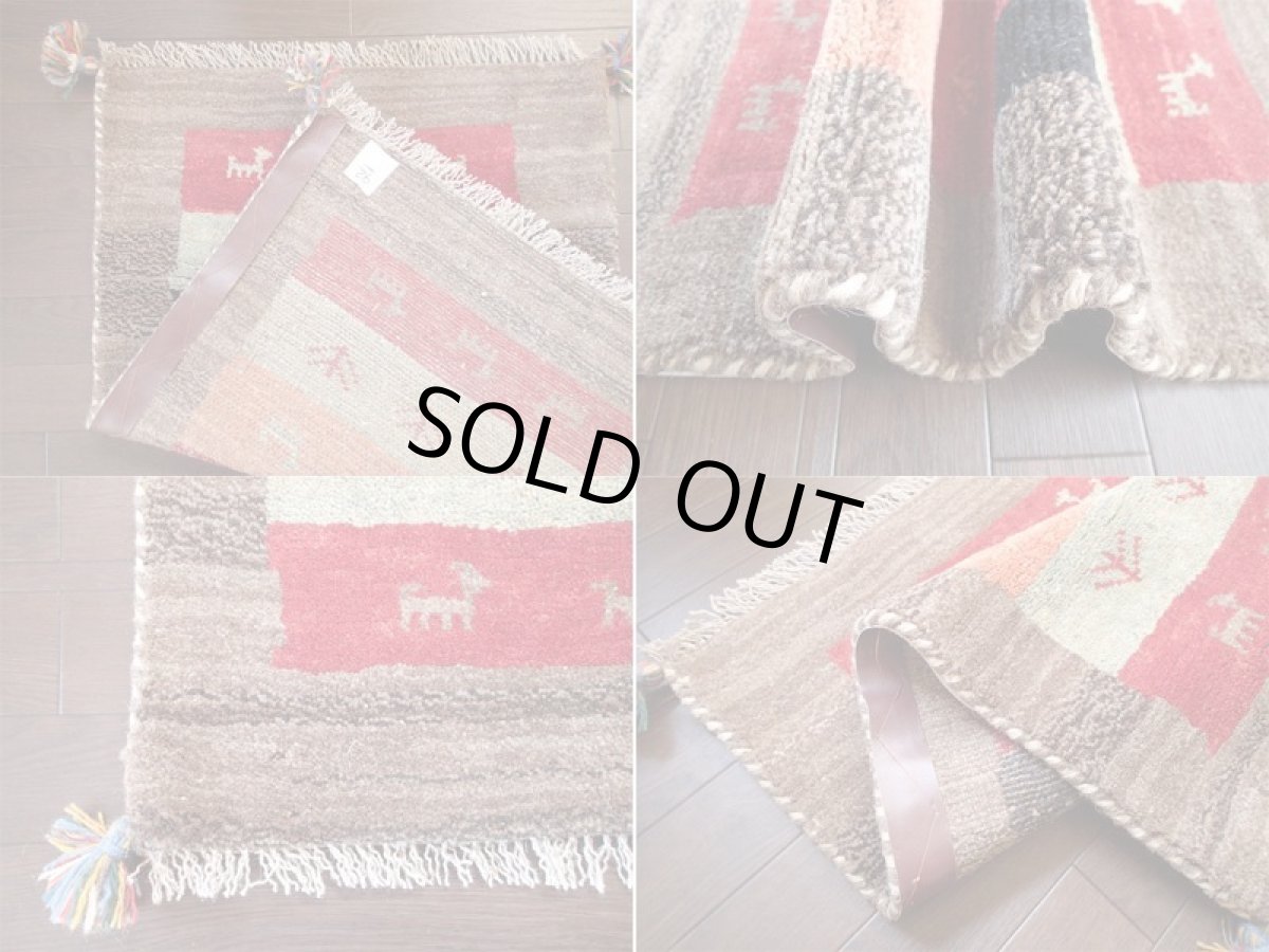 画像4: 手織りペルシャギャッベE92玄関マットサイズ87x60ハンドメイドラグ (4)