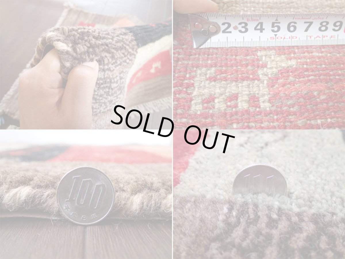 画像5: 手織りペルシャギャッベE92玄関マットサイズ87x60ハンドメイドラグ (5)