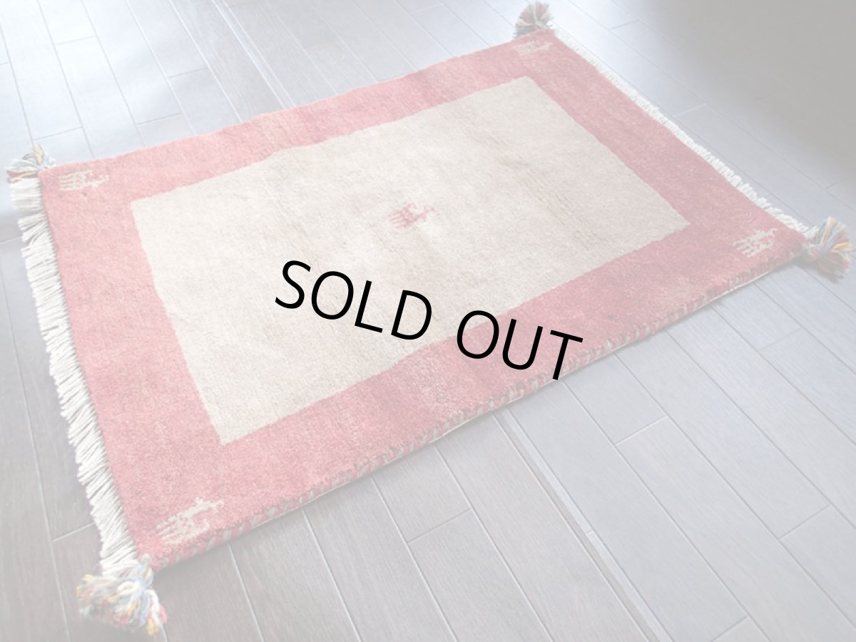 画像2: 手織りペルシャギャッベE97玄関マットサイズ89x63ハンドメイドラグ (2)