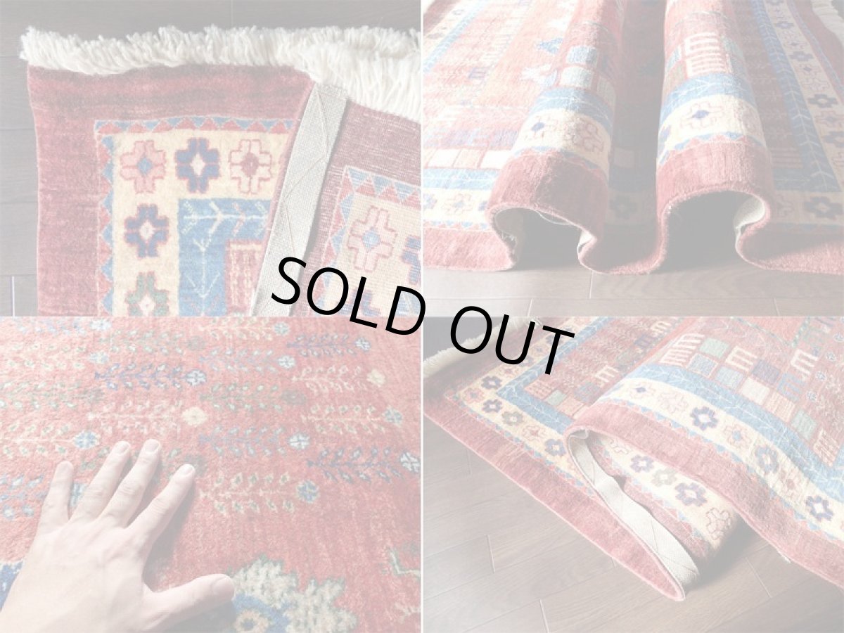 画像4: 手織りペルシャギャッベC67センターラグサイズ195×155ハンドメイドラグ (4)