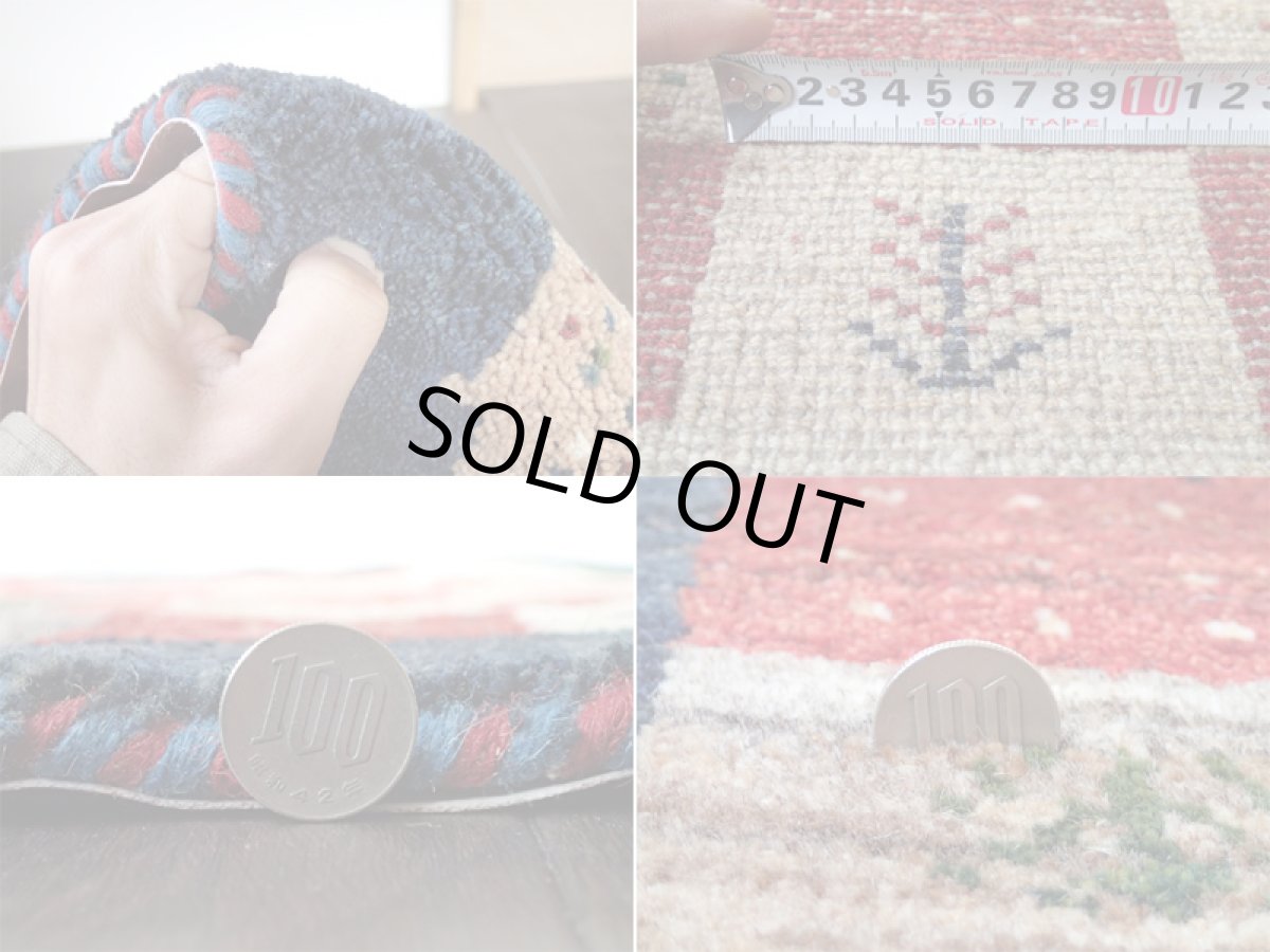 画像5: 手織りペルシャギャッベE102アクセントラグサイズ113×76ハンドメイドラグ (5)