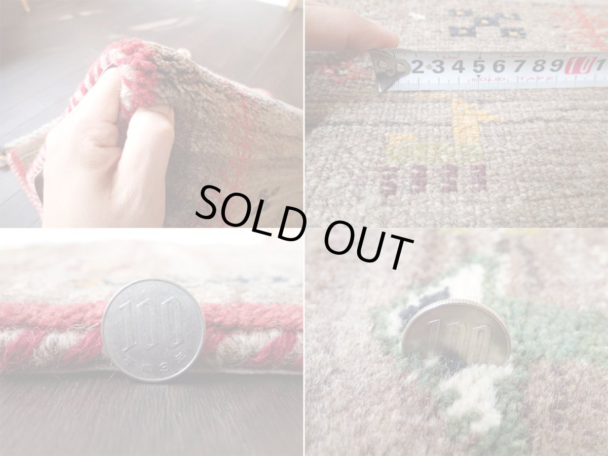 画像5: 手織りペルシャギャッベE96玄関マットサイズ88x59ハンドメイドラグ (5)