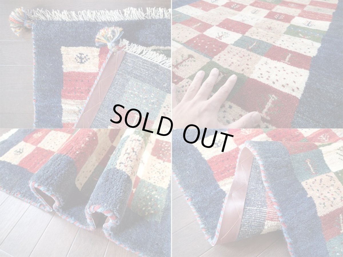 画像4: 手織りペルシャギャッベE102アクセントラグサイズ113×76ハンドメイドラグ (4)