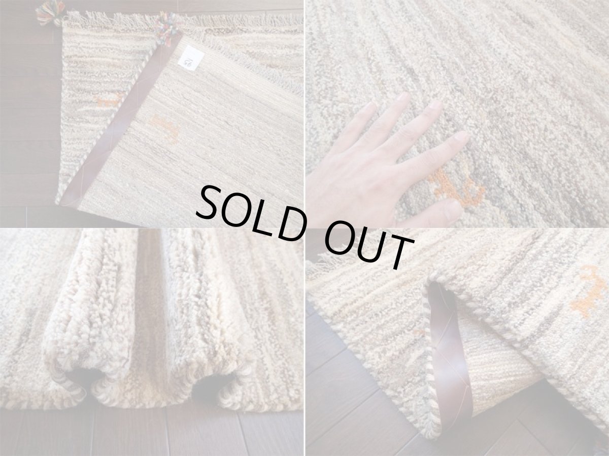 画像4: 手織りペルシャギャッベE95玄関マットサイズ90x61ハンドメイドラグ (4)