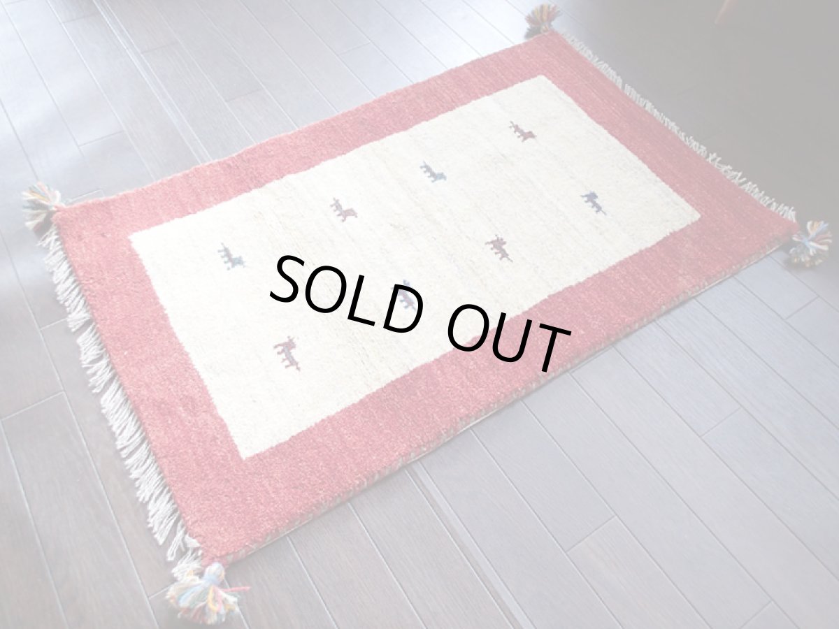 画像2: 手織りペルシャギャッベE99玄関マットサイズ94x59ハンドメイドラグ (2)