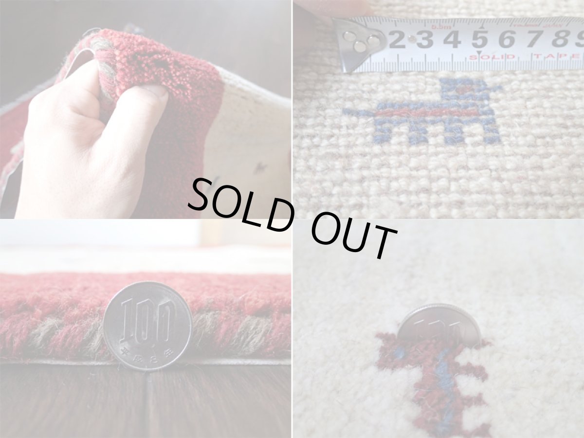 画像5: 手織りペルシャギャッベE99玄関マットサイズ94x59ハンドメイドラグ (5)