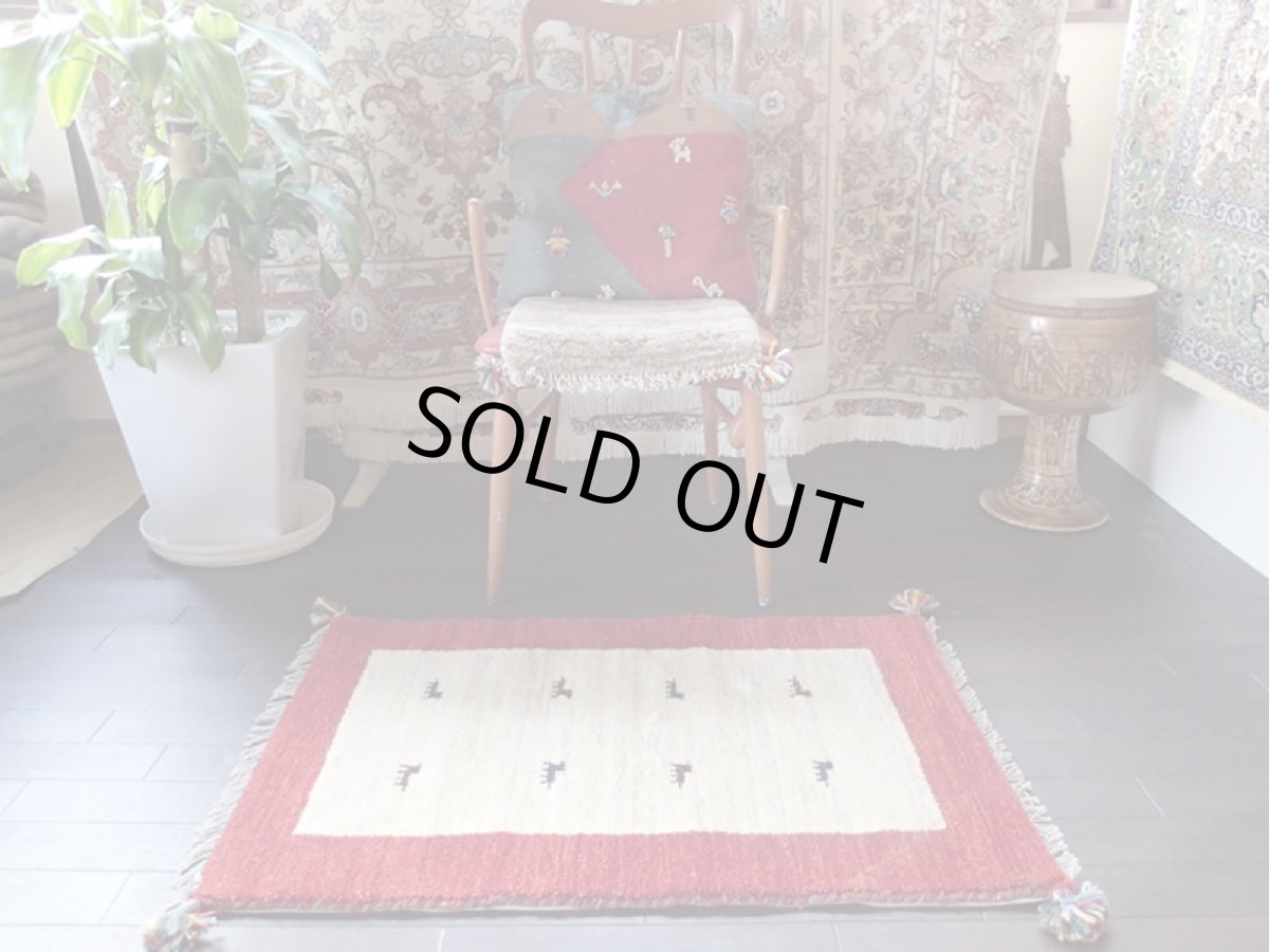 画像3: 手織りペルシャギャッベE99玄関マットサイズ94x59ハンドメイドラグ (3)