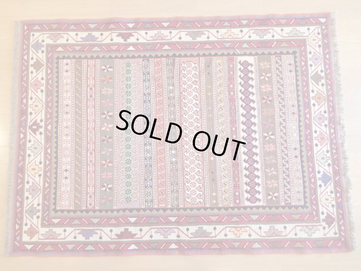 画像3: 手織りペルシャキリムF132センターラグサイズ143×106ハンドメイドラグ (3)