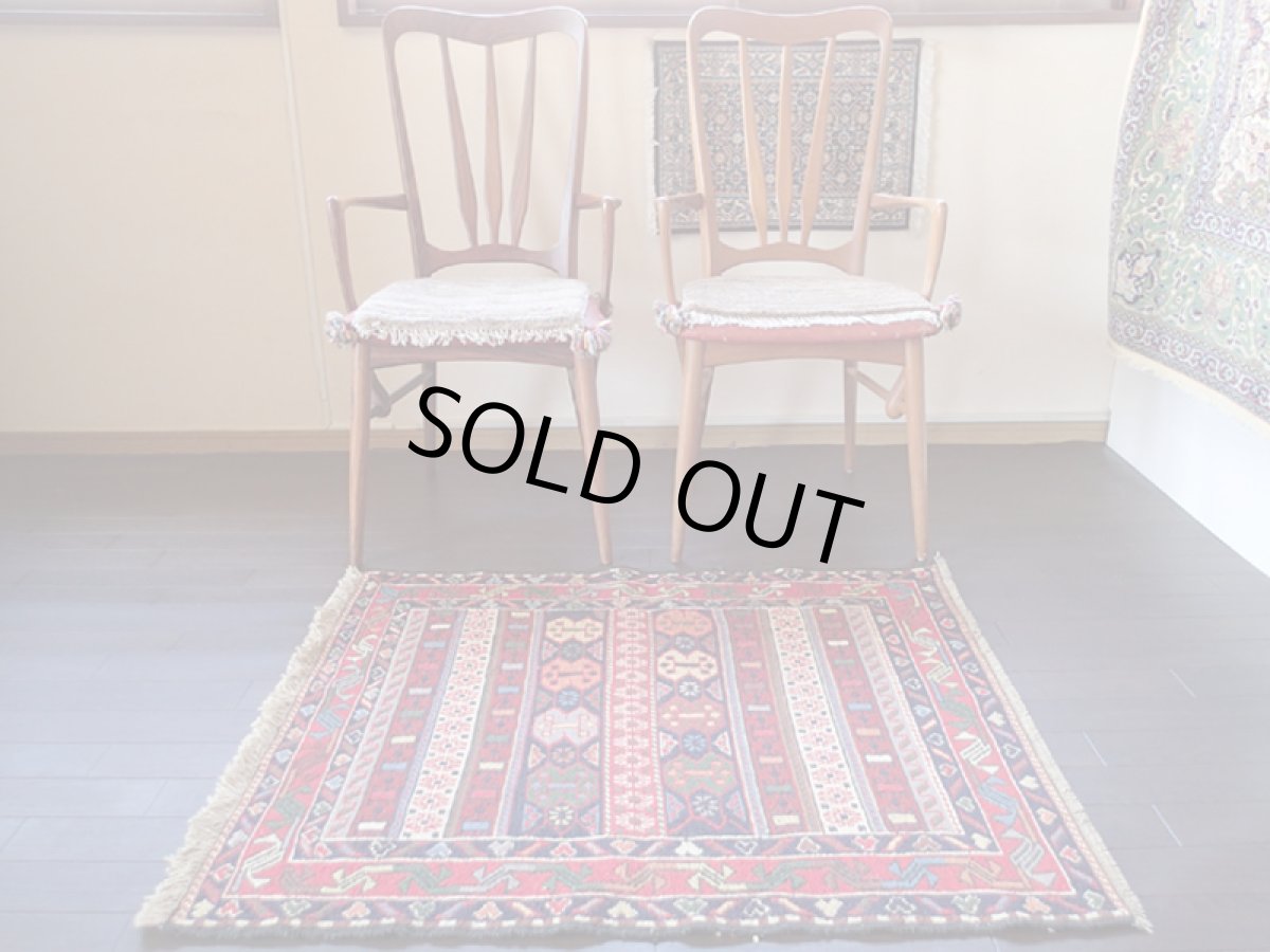 画像3: 手織りペルシャキリムF101玄関マットサイズ102×84ハンドメイドラグ (3)