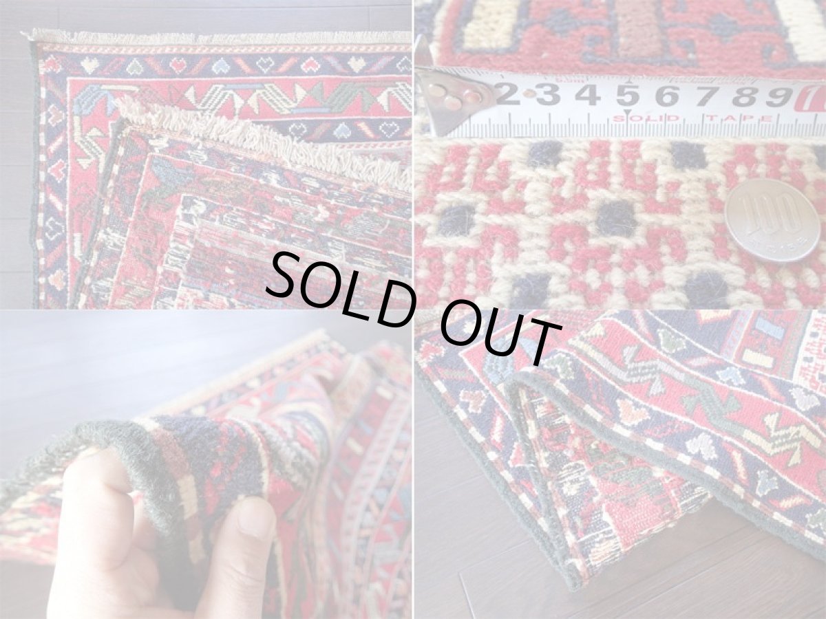 画像5: 手織りペルシャキリムF101玄関マットサイズ102×84ハンドメイドラグ (5)