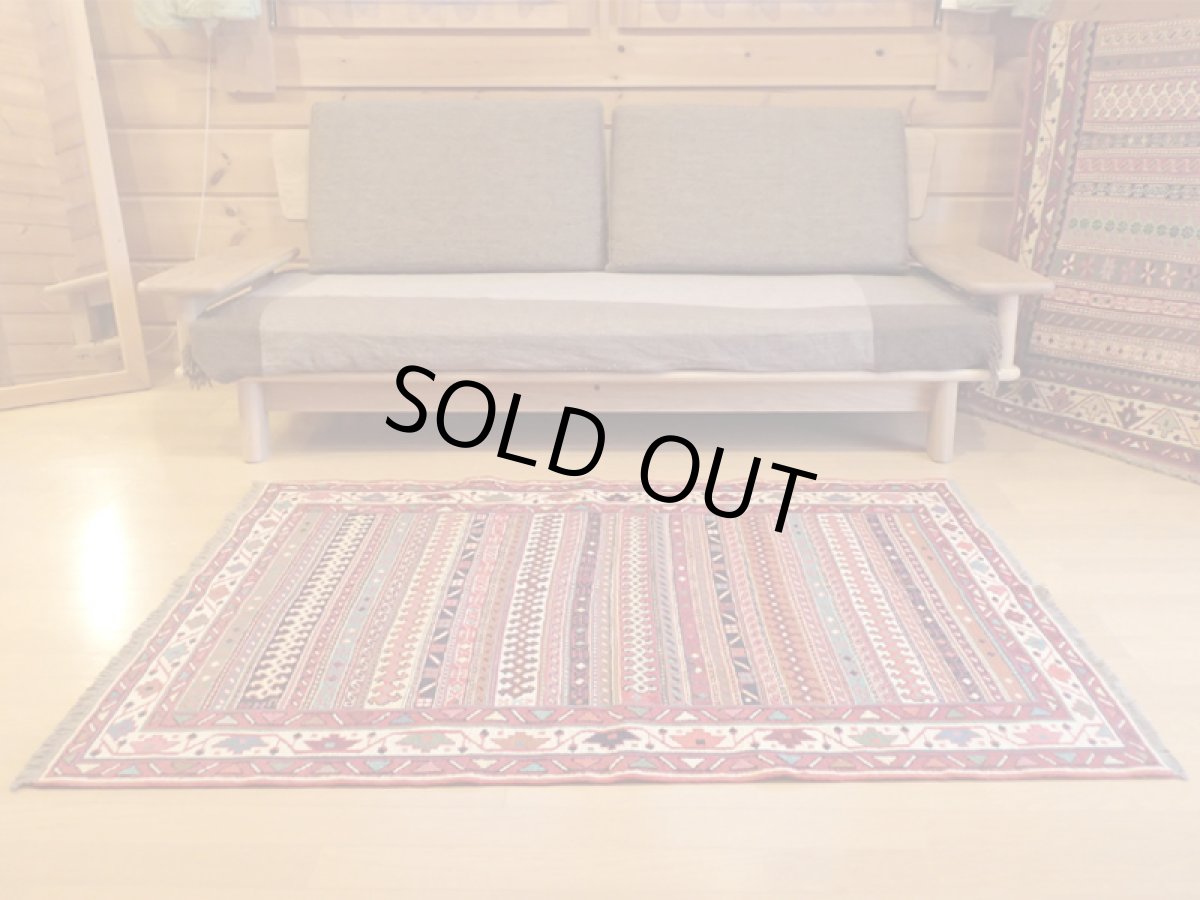 画像2: 手織りペルシャキリムF130センターラグサイズ143×108ハンドメイドラグ (2)