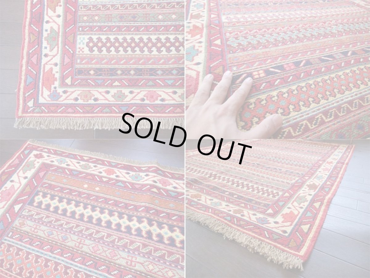 画像4: 手織りペルシャキリムF129センターラグサイズ146×105ハンドメイドラグ (4)