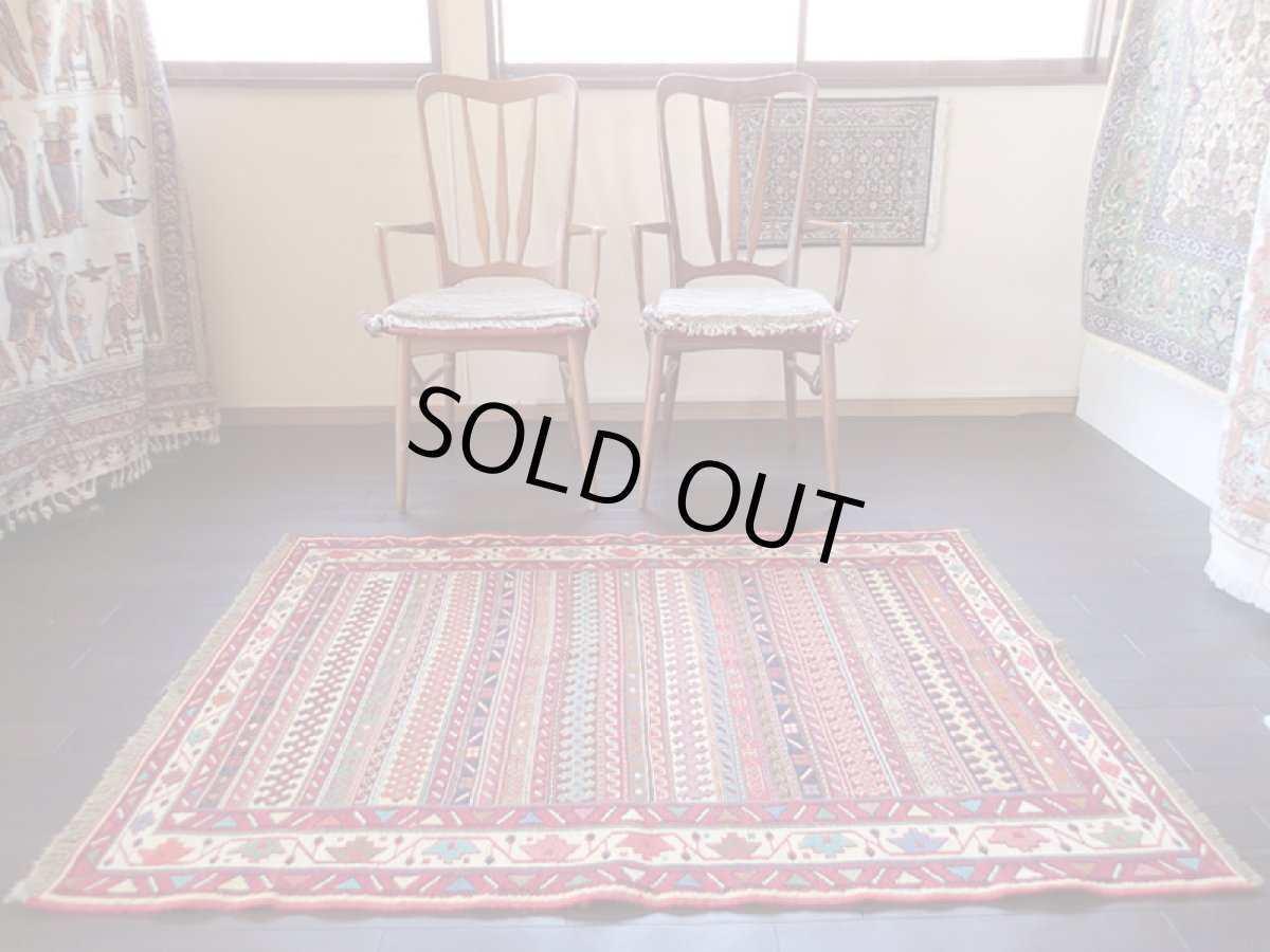 画像3: 手織りペルシャキリムF129センターラグサイズ146×105ハンドメイドラグ (3)