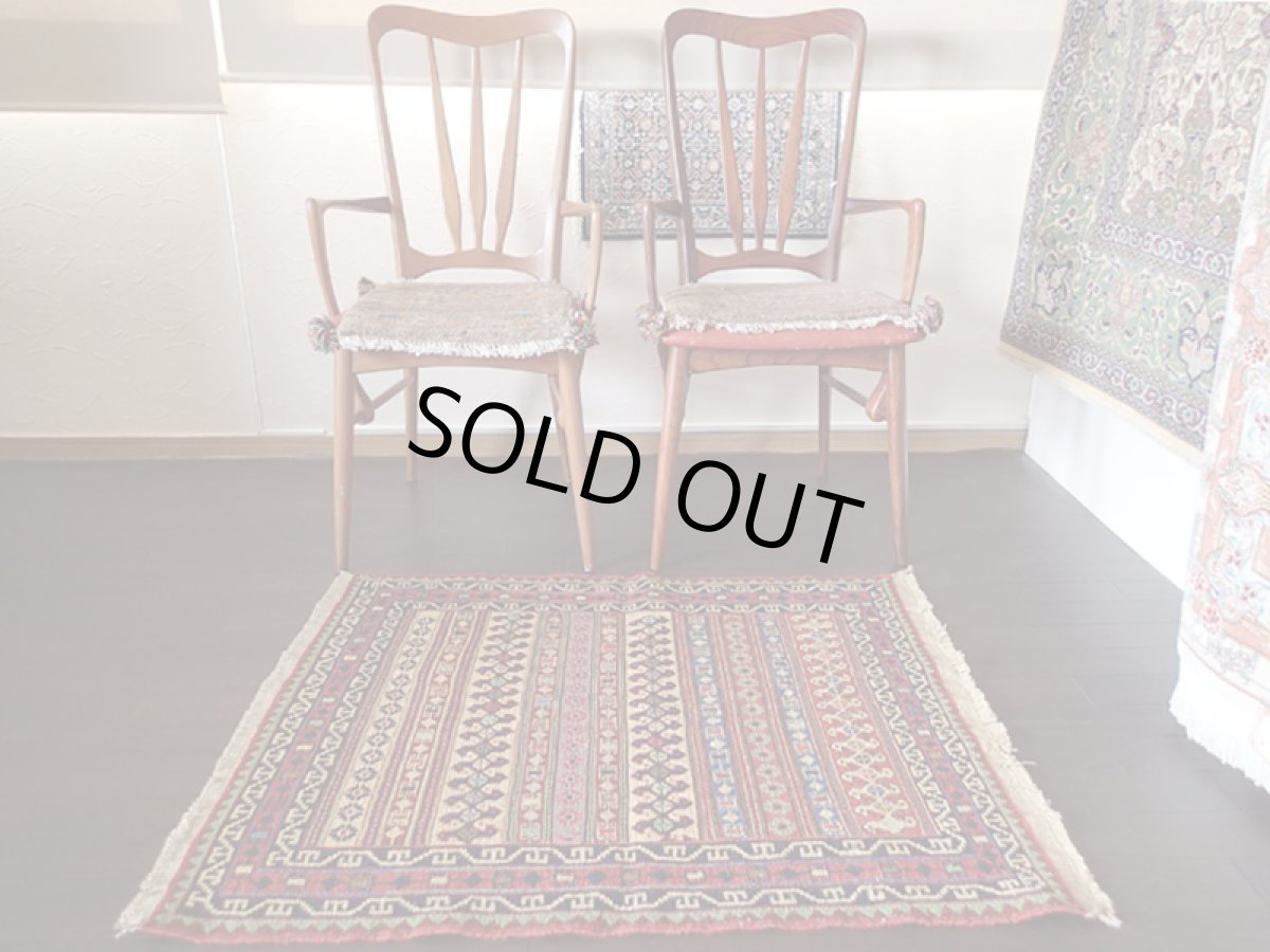 画像3: 手織りペルシャキリムF103玄関マットサイズ97×80ハンドメイドラグ (3)