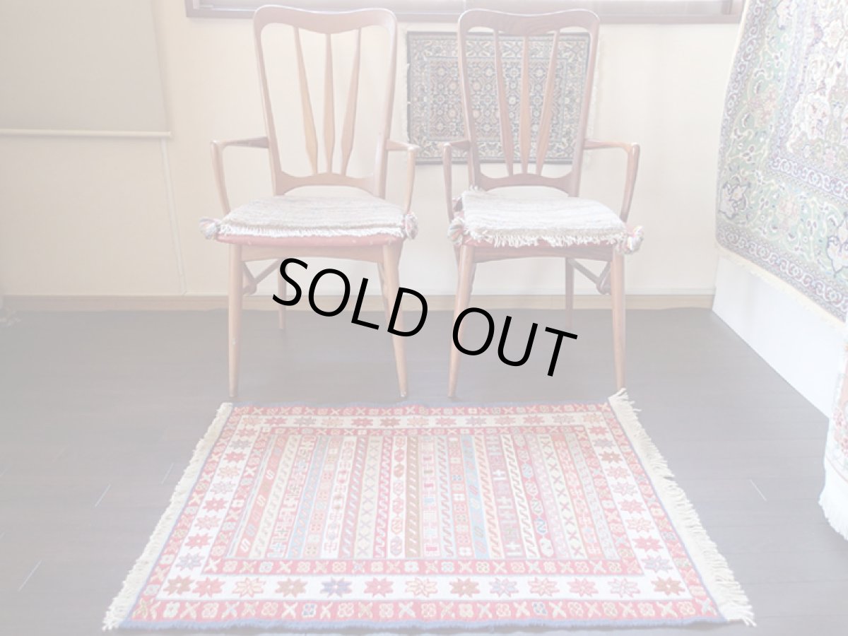 画像3: 手織りペルシャキリムF107玄関マットサイズ97×73ハンドメイドラグ (3)