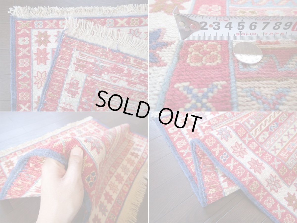 画像5: 手織りペルシャキリムF107玄関マットサイズ97×73ハンドメイドラグ (5)