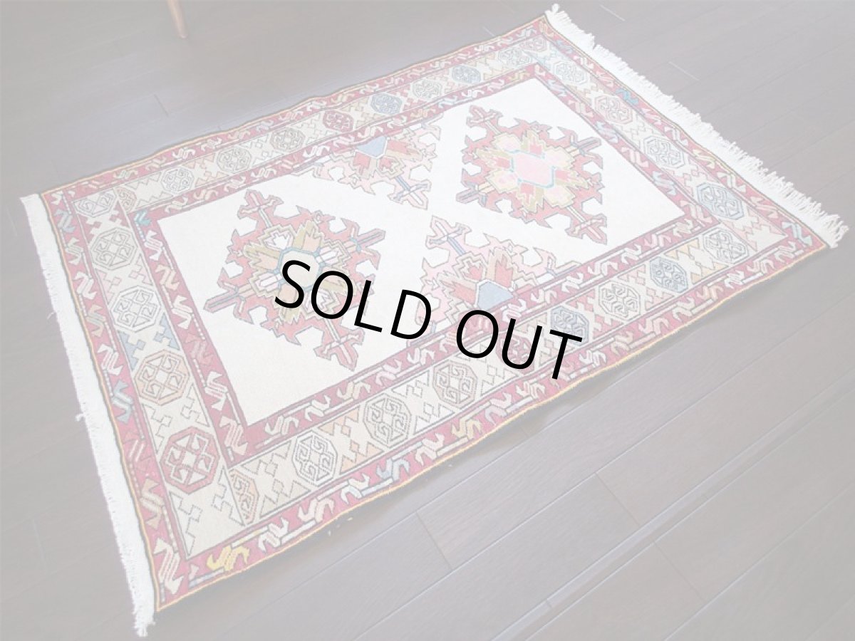 画像2: 手織りペルシャキリムF116玄関マットサイズ96×71ハンドメイドラグ (2)