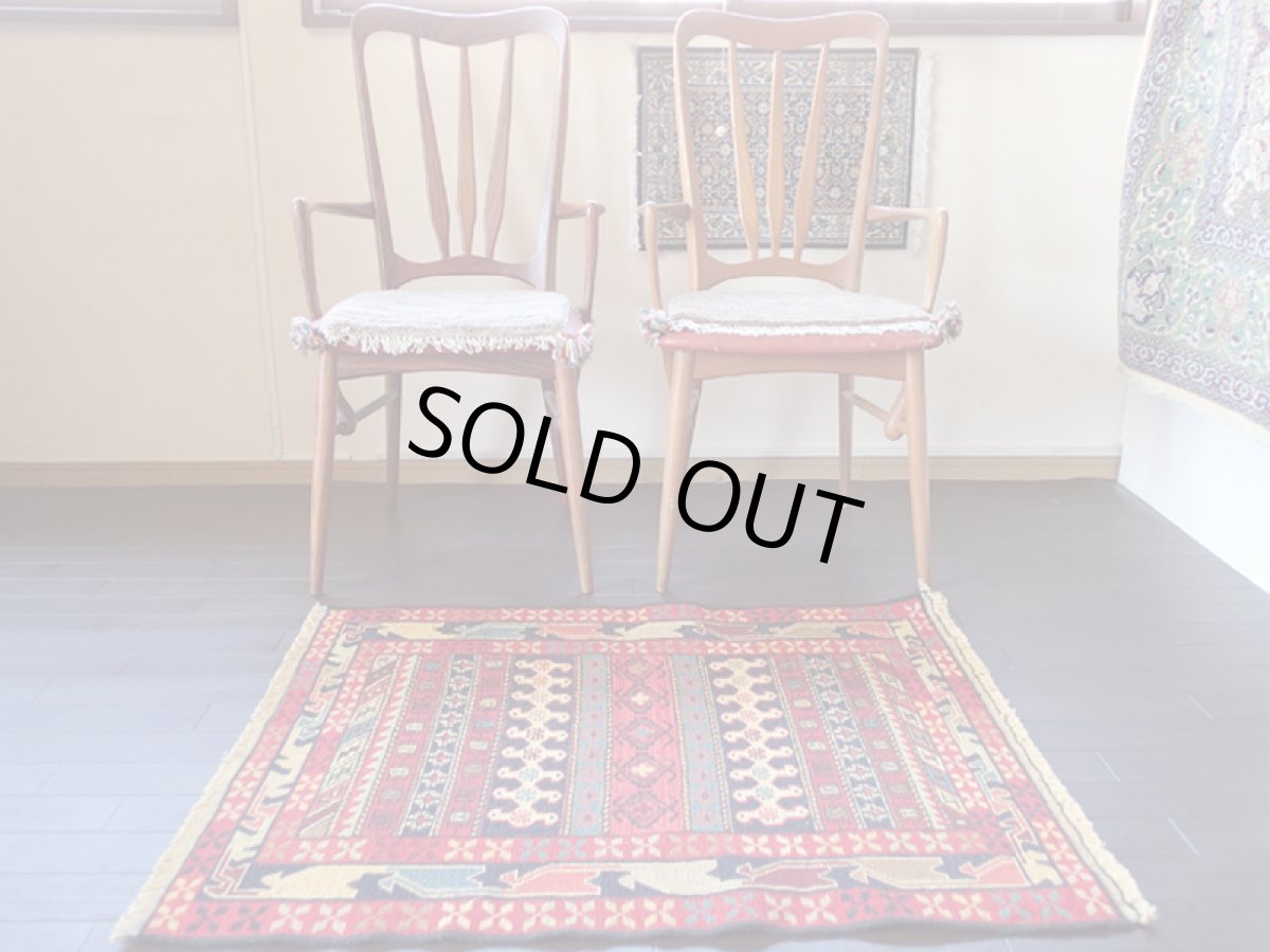 画像3: 手織りペルシャキリムF110玄関マットサイズ98×81ハンドメイドラグ (3)