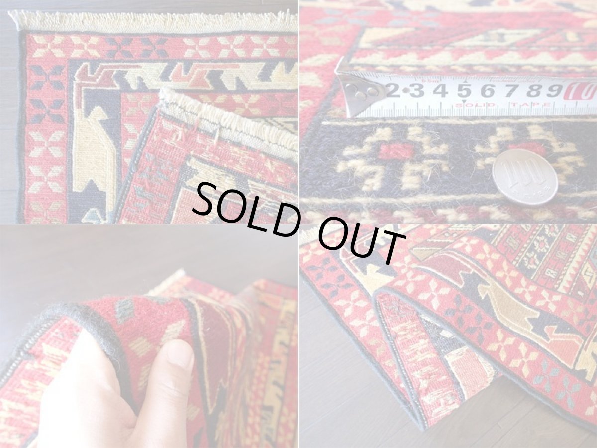 画像5: 手織りペルシャキリムF110玄関マットサイズ98×81ハンドメイドラグ (5)