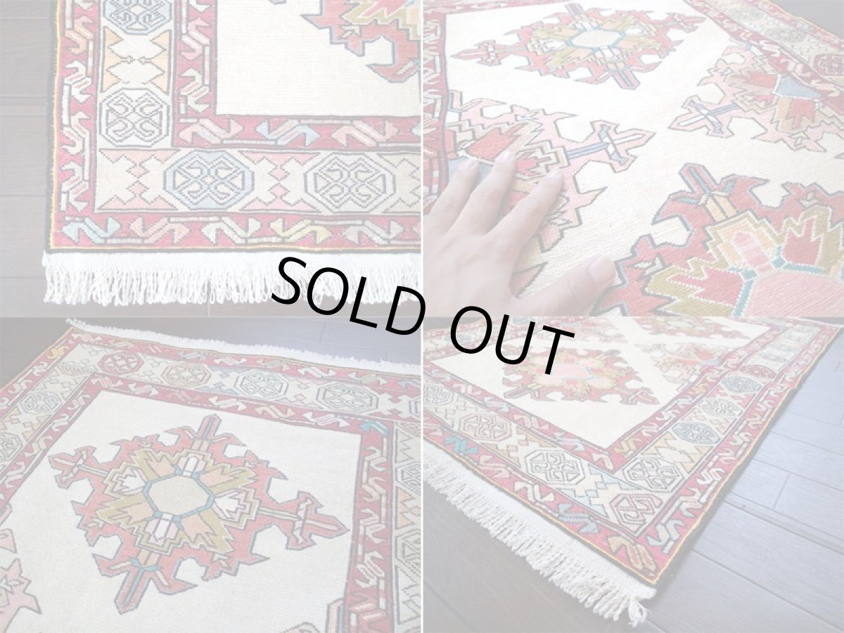 画像4: 手織りペルシャキリムF116玄関マットサイズ96×71ハンドメイドラグ (4)