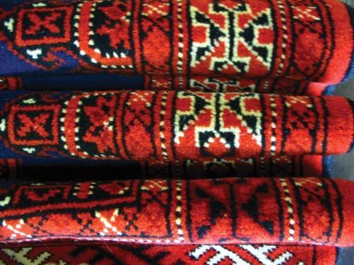 画像3: トルクメン ペルシャ 絨毯 アクセント サイズ 125 × 78 202 トライバル ラグ 天然 ウール 敷物 マット カーペット 赤 ネイビー