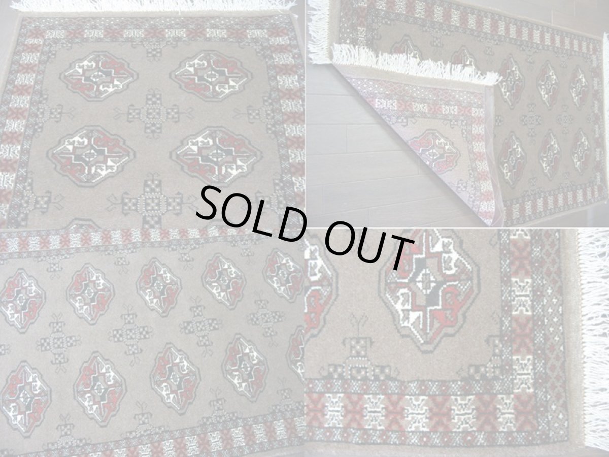 画像4: 新品 トルクメン ペルシャ 絨毯 アクセント サイズ 128 × 79 203 トライバル ラグ 天然 ウール 敷物 マット カーペット 赤 茶 (4)