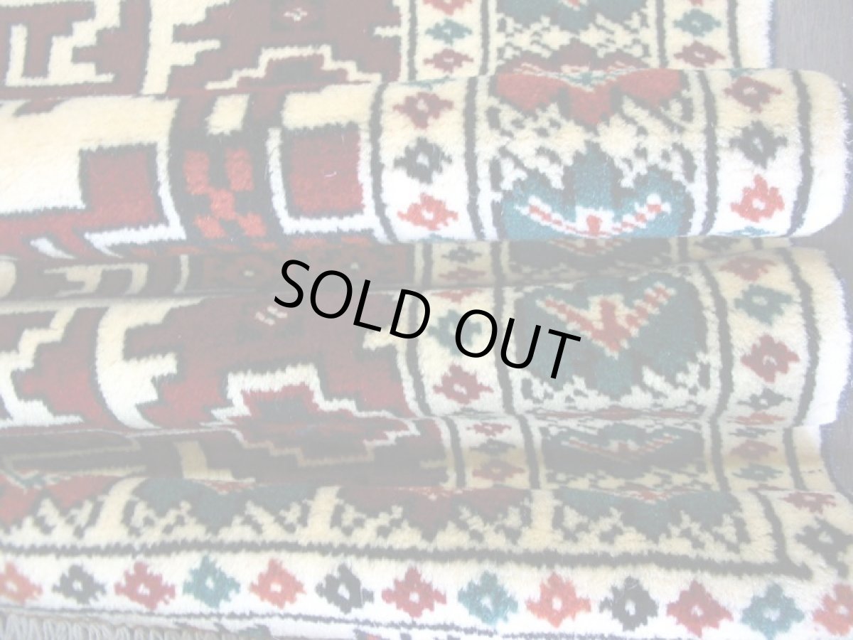 画像6: 新品 トルクメン ペルシャ 絨毯 アクセント サイズ 120 × 78 205 トライバル ラグ 天然 ウール 敷物 マット カーペット 赤 クリーム 白 (6)