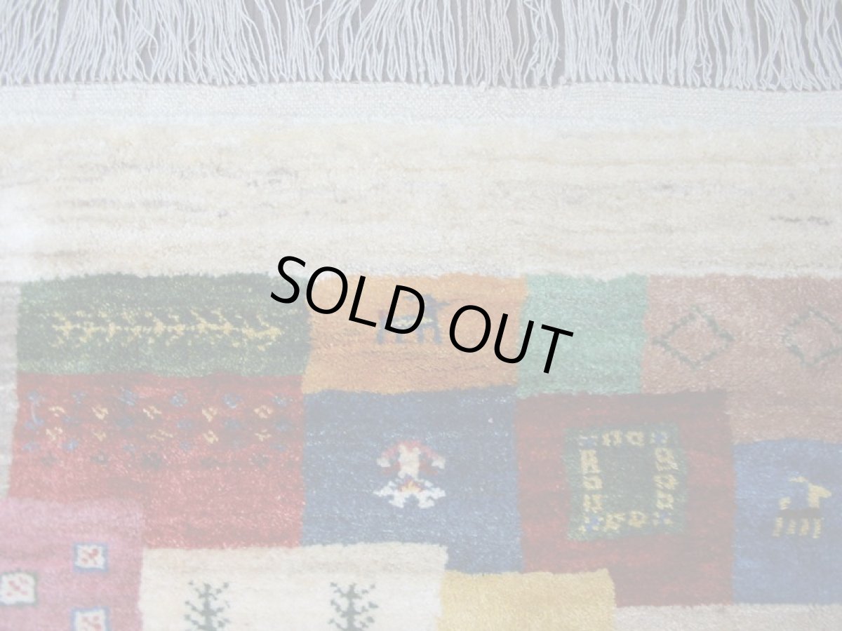 画像6: ペルシャ ギャッベ リビング サイズ 205 x 162 cm F151 ハンドメイド 天然 ウール 手織り ラグ 絨毯 カーペット マルチ カラー クリーム (6)