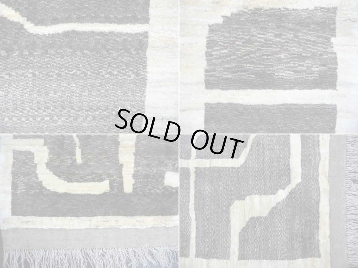 画像4: ペルシャ ギャッベ リビング サイズ 210 x 210 cm F127 ハンドメイド 天然 ウール 手織り ラグ カーペット クリーム 茶 グレー (4)