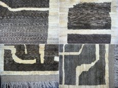 画像4: ペルシャ ギャッベ リビング サイズ 210 x 210 cm F127 ハンドメイド 天然 ウール 手織り ラグ カーペット クリーム 茶 グレー (4)