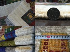 画像7: ペルシャ ギャッベ リビング サイズ 205 x 162 cm F151 ハンドメイド 天然 ウール 手織り ラグ 絨毯 カーペット マルチ カラー クリーム (7)