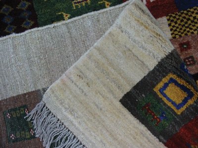画像3: ペルシャ ギャッベ リビング サイズ 205 x 162 cm F151 ハンドメイド 天然 ウール 手織り ラグ 絨毯 カーペット マルチ カラー クリーム