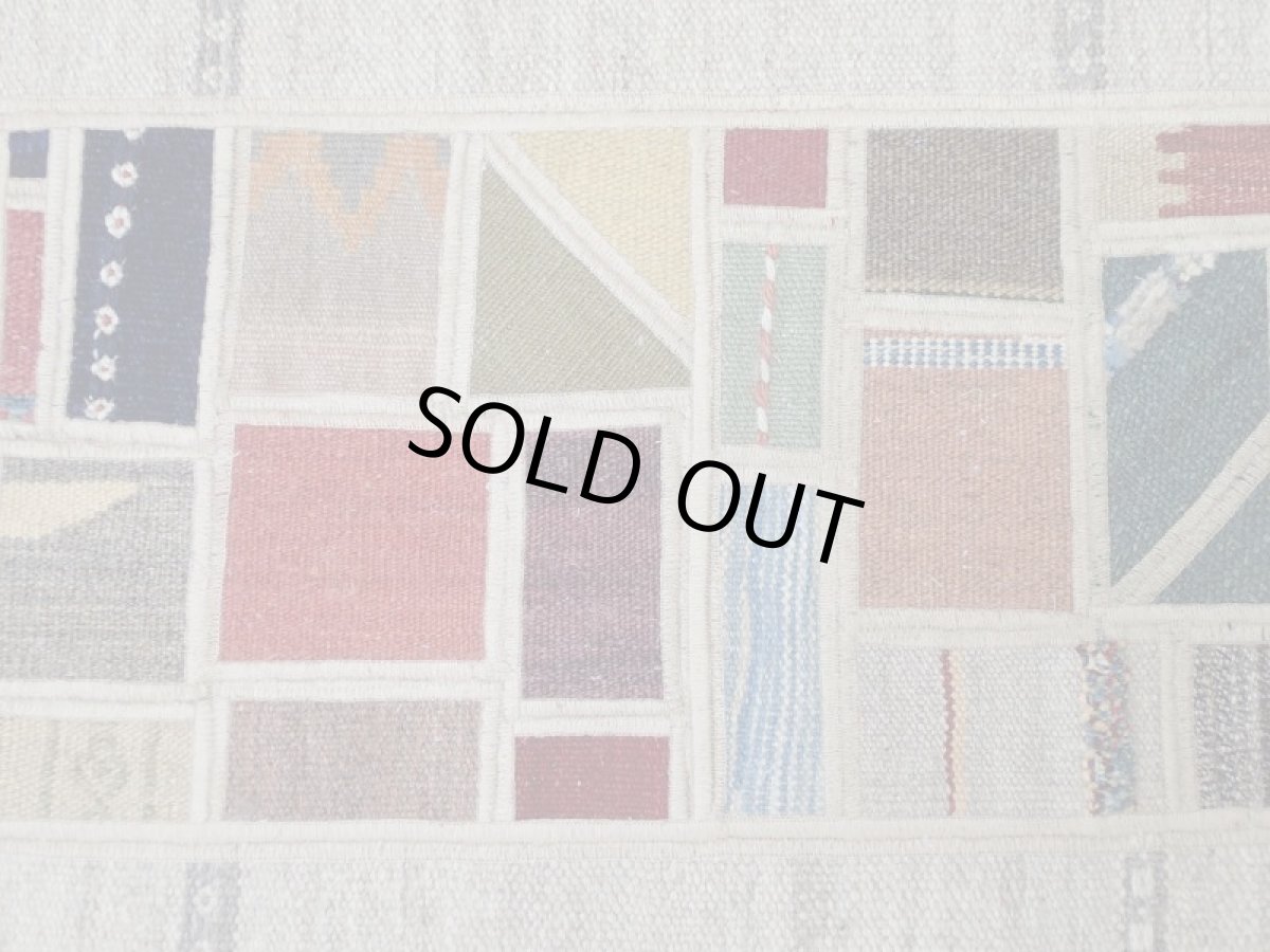 画像6: ペルシャ ギャッベ キリム ジャジム パッチワーク ラグ 玄関 マット サイズ 89 × 59 cm 1779 平織り 天然 ウール 絨毯 敷物 カーペット ナチュラル 白 クリーム マルチ カラー (6)