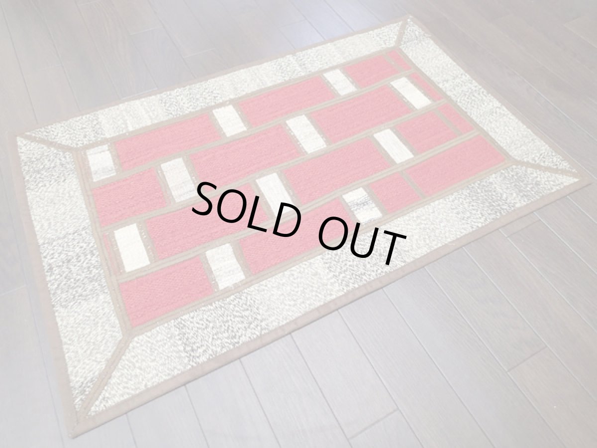 画像2: ペルシャ キリム ジャジム パッチワーク ラグ 玄関 マット サイズ 89 x 55 cm 1803 平織り 天然 ウール 絨毯 敷物 カーペット 茶 クリーム 赤 (2)