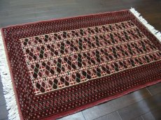 画像1: 新品 トルクメン ペルシャ 絨毯 アクセント サイズ 121 × 80 207 トライバル ラグ 天然 ウール 敷物 マット カーペット 赤 エンジ 茶 (1)