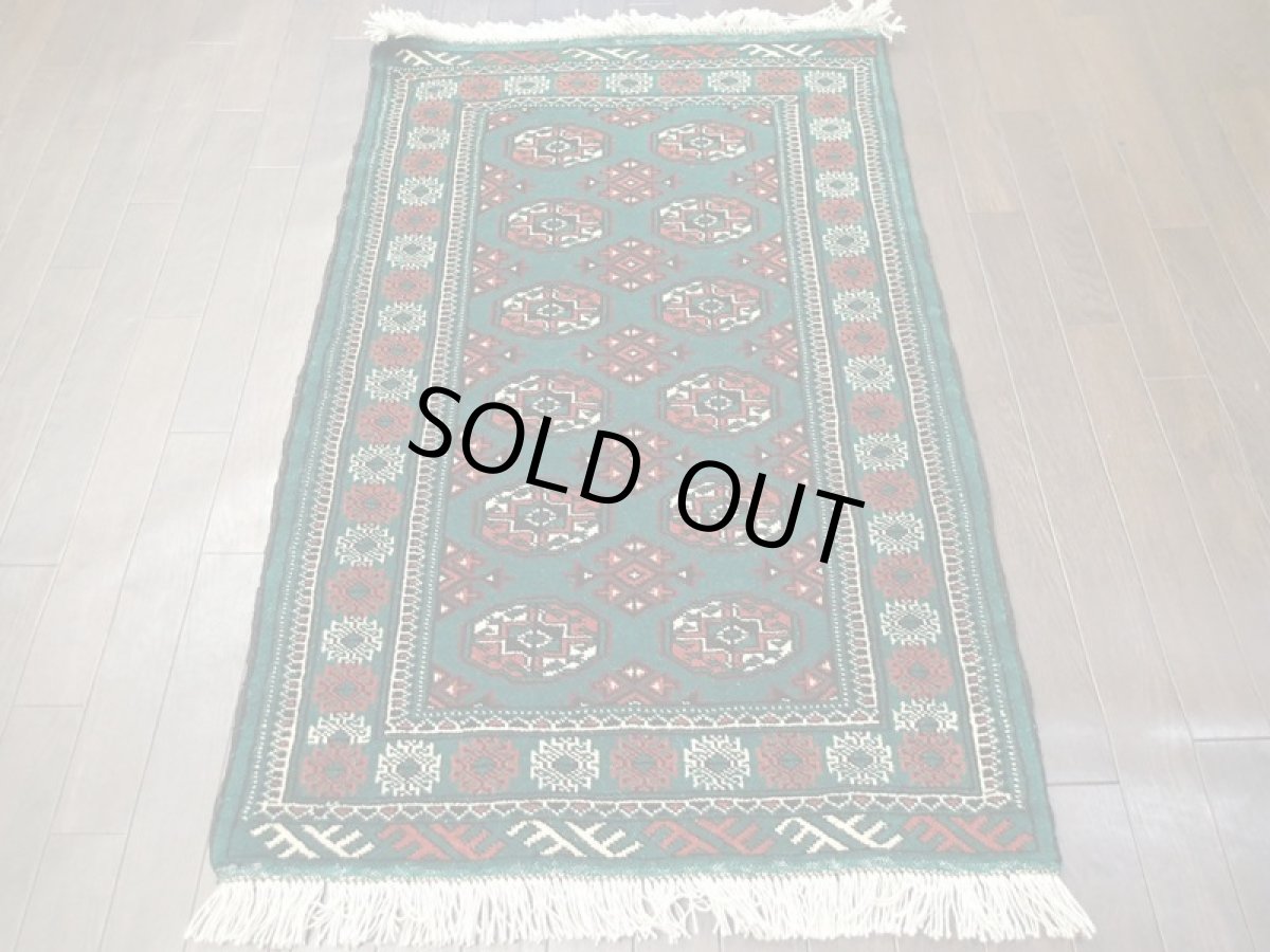 画像3: 新品 トルクメン ペルシャ 絨毯 アクセント サイズ 122 × 78 cm 187 トライバル ラグ 天然 ウール 敷物 マット カーペット 赤 緑 (3)