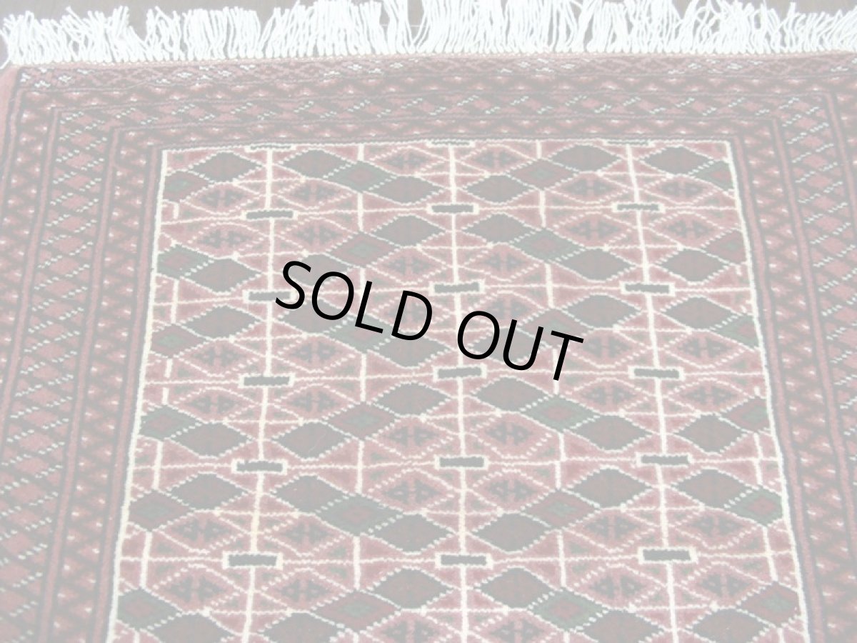 画像3: 新品 トルクメン ペルシャ 絨毯 アクセント サイズ 121 × 80 207 トライバル ラグ 天然 ウール 敷物 マット カーペット 赤 エンジ 茶 (3)