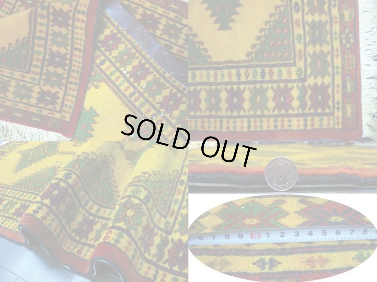 画像5: 新品 トルクメン ペルシャ 絨毯 アクセント サイズ 119 × 74 cm E38 トライバル ラグ 天然 ウール 敷物 マット カーペット 黄 緑 赤 n-e38-119074a001 (5)